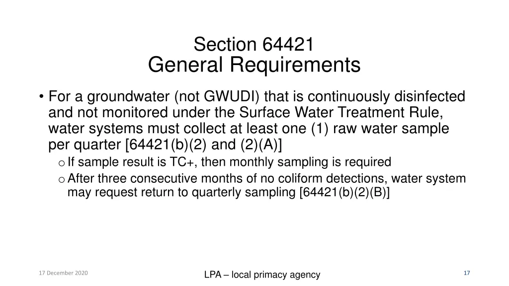 section 64421 general requirements