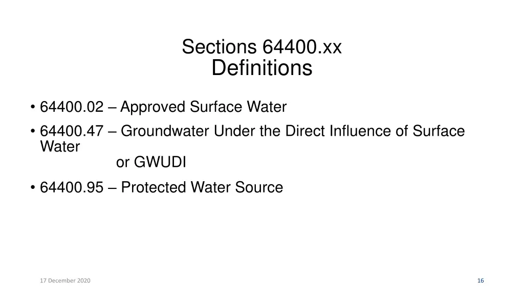 sections 64400 xx definitions