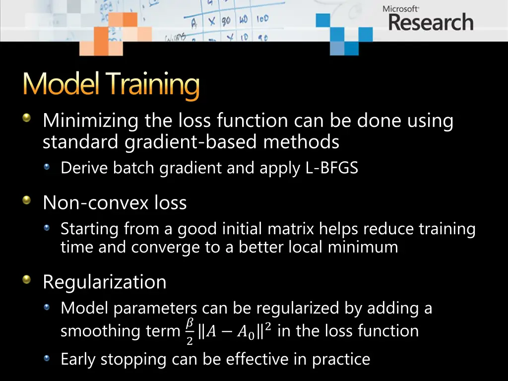 model training minimizing the loss function