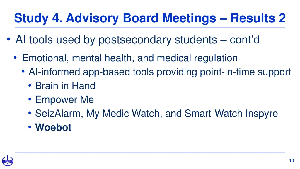 study 4 advisory board meetings results 2
