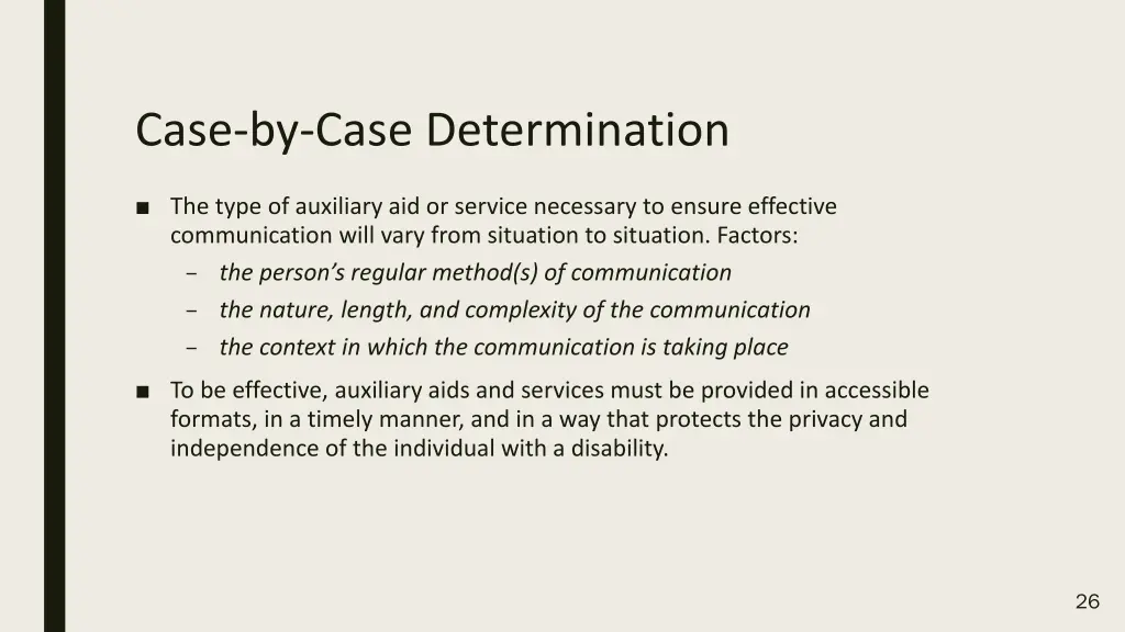 case by case determination