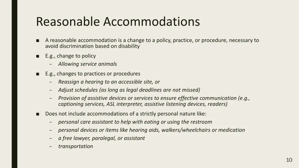 reasonable accommodations