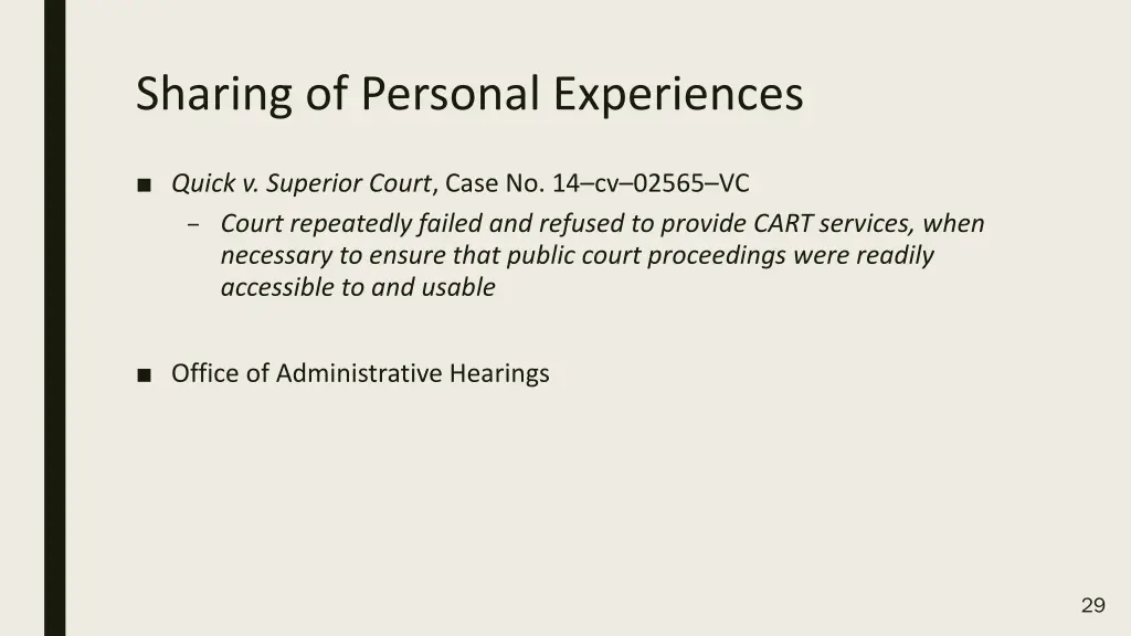 sharing of personal experiences