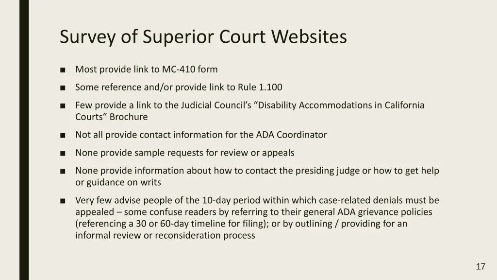 survey of superior court websites