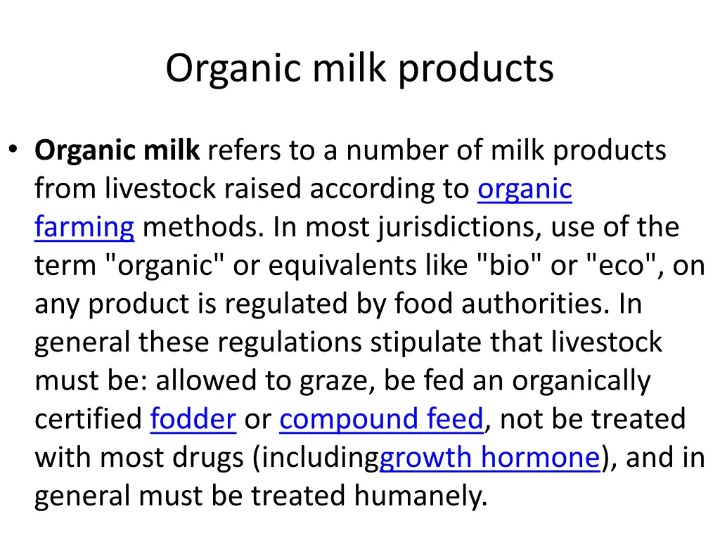 organic milk products