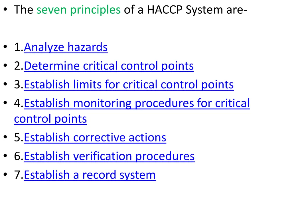 the seven principles of a haccp system are