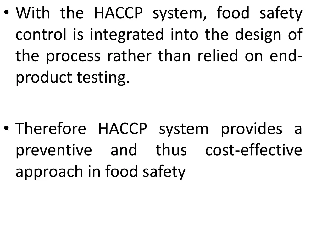 with the haccp system food safety control