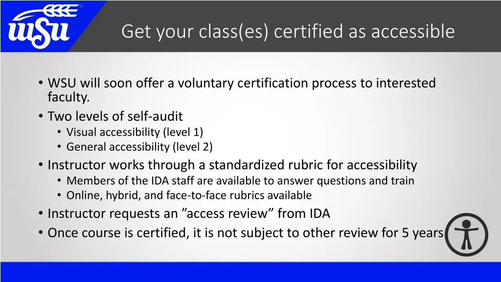 get your class es certified as accessible