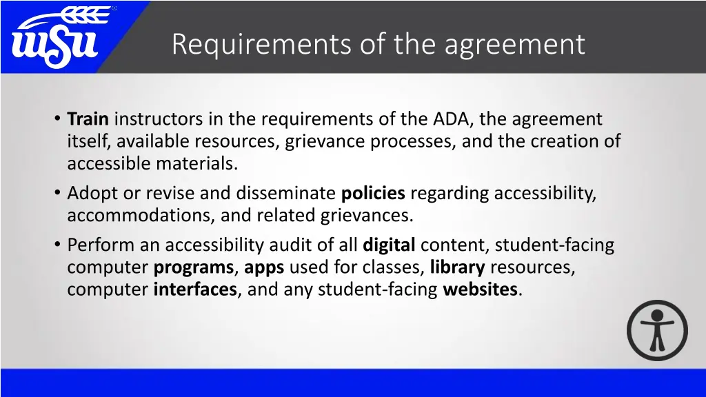 requirements of the agreement