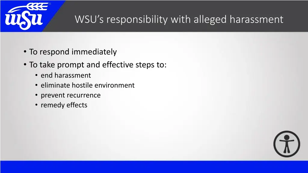 wsu s responsibility with alleged harassment