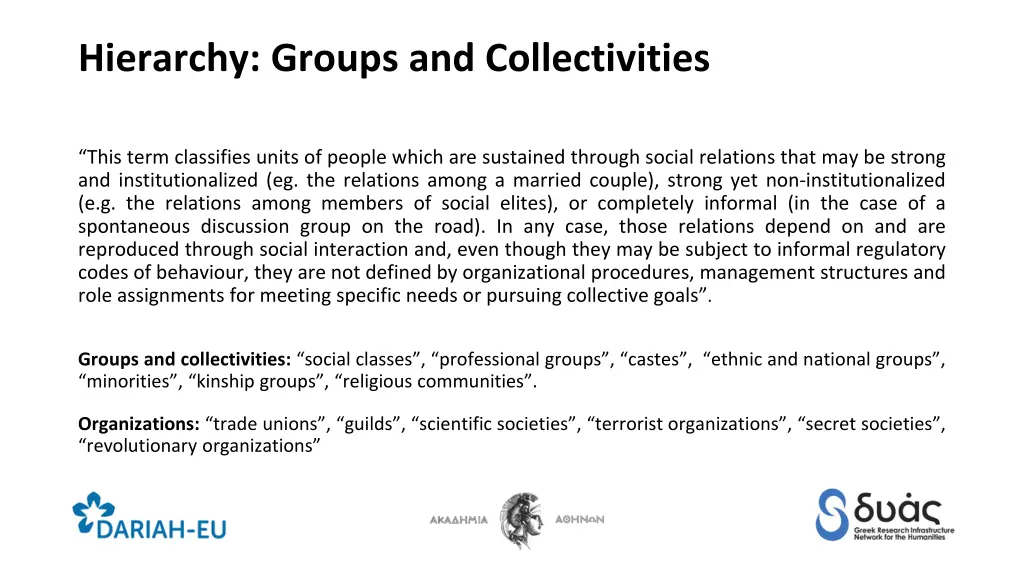 hierarchy groups and collectivities
