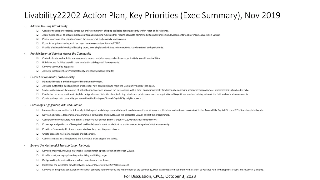 livability22202 action plan key priorities exec