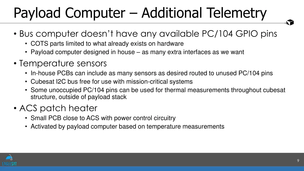 payload computer additional telemetry