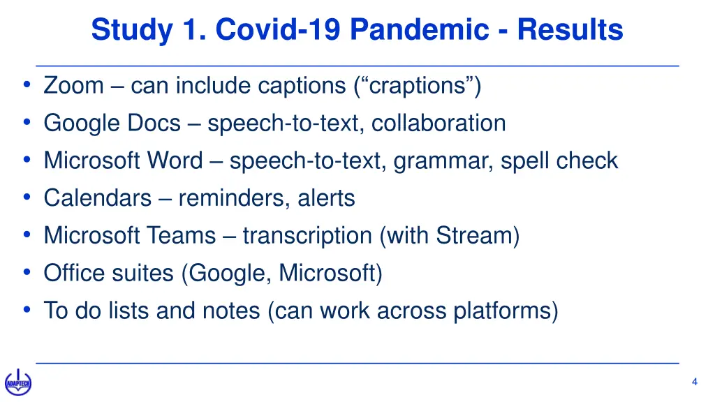 study 1 covid 19 pandemic results