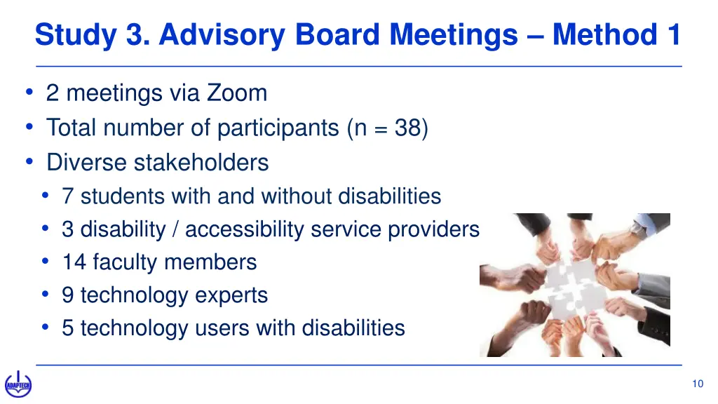 study 3 advisory board meetings method 1