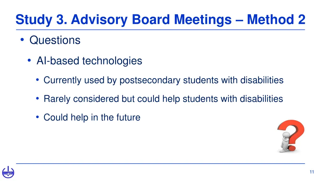 study 3 advisory board meetings method 2 questions