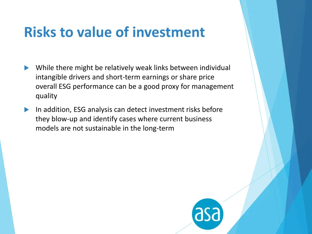 risks to value of investment 1