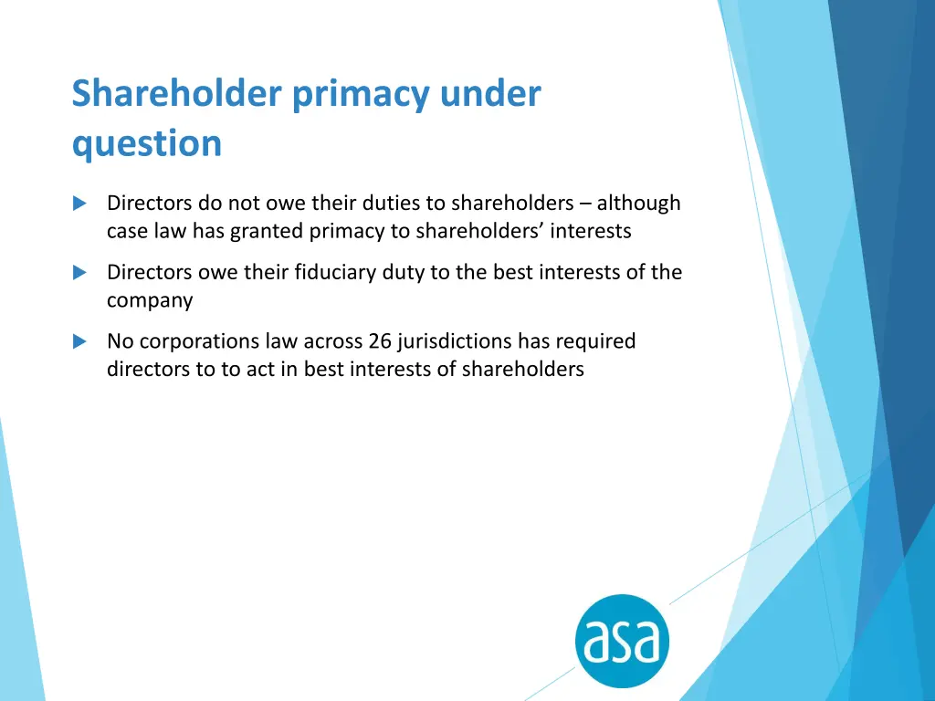 shareholder primacy under question