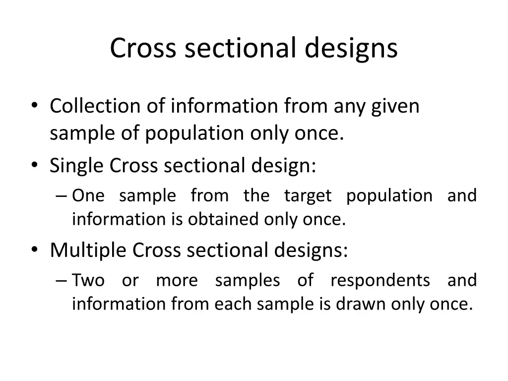 cross sectional designs