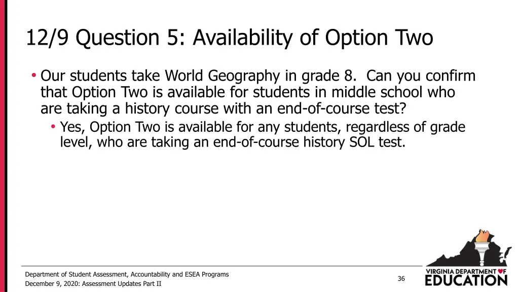 12 9 question 5 availability of option two