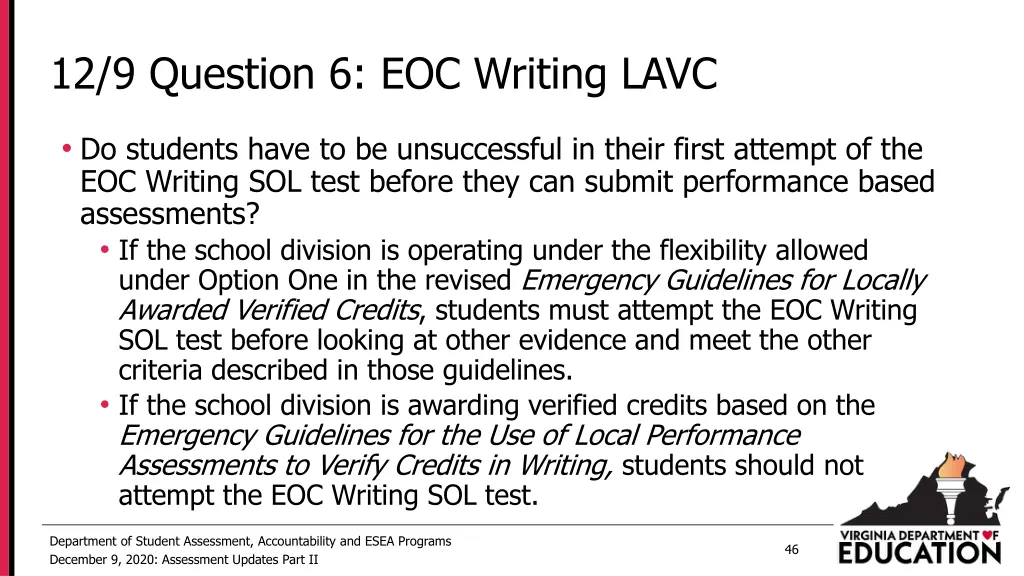 12 9 question 6 eoc writing lavc