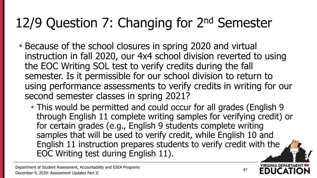 12 9 question 7 changing for 2 nd semester