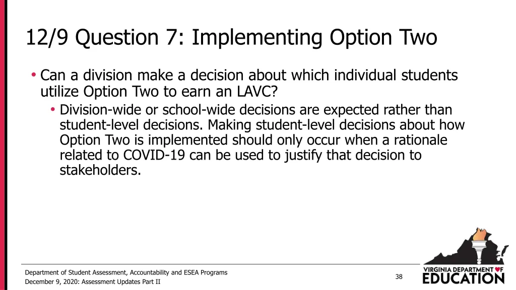 12 9 question 7 implementing option two