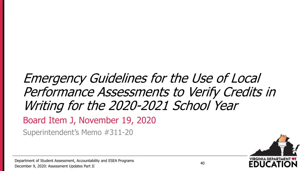 emergency guidelines for the use of local