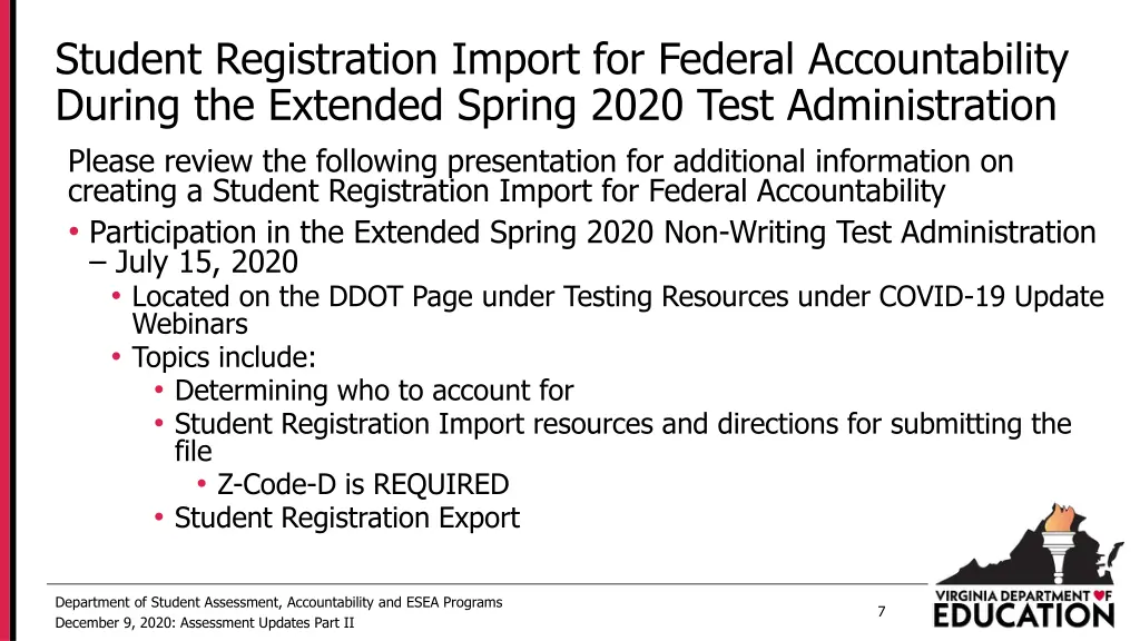 student registration import for federal