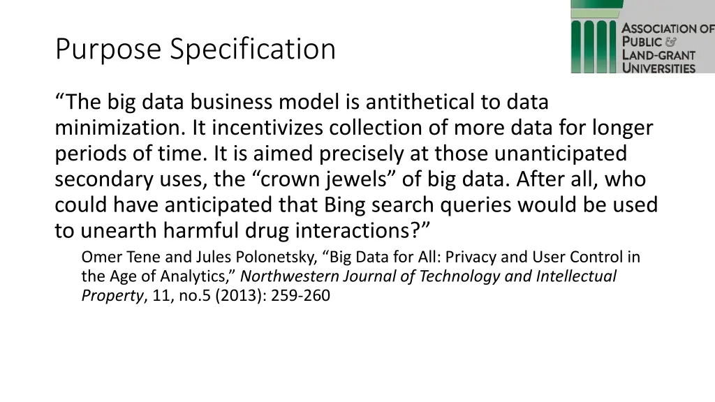 purpose specification