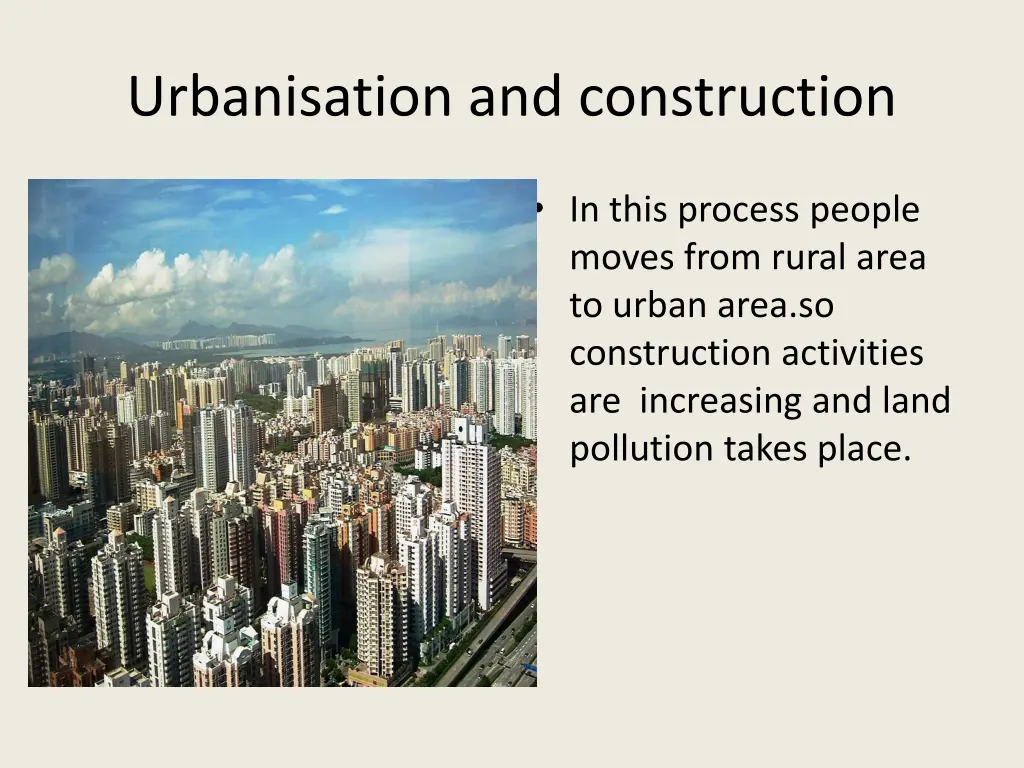 urbanisation and construction