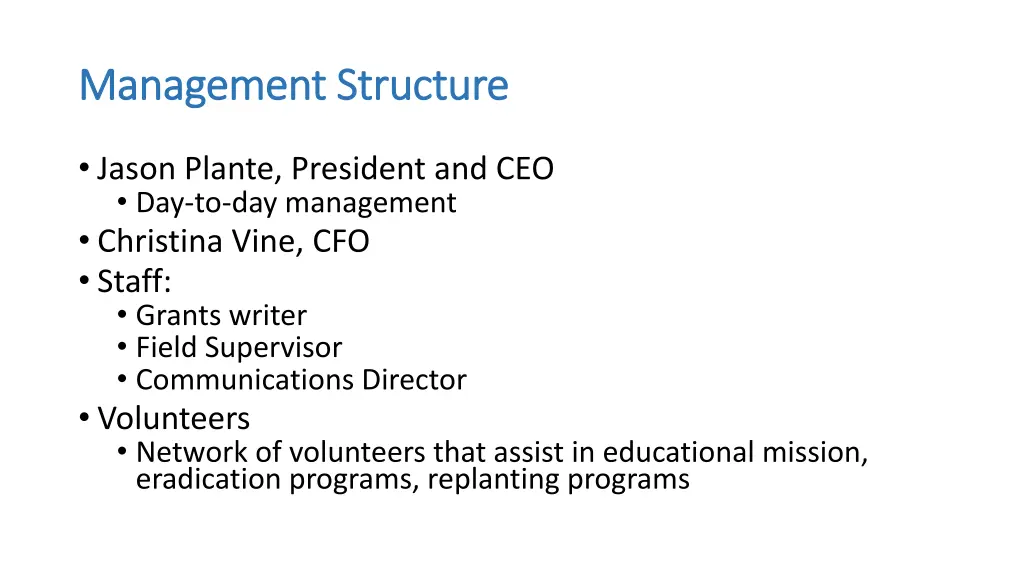 management structure management structure