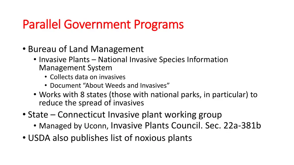 parallel government programs parallel government
