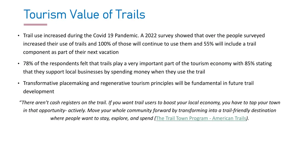 tourism value of trails tourism value of trails