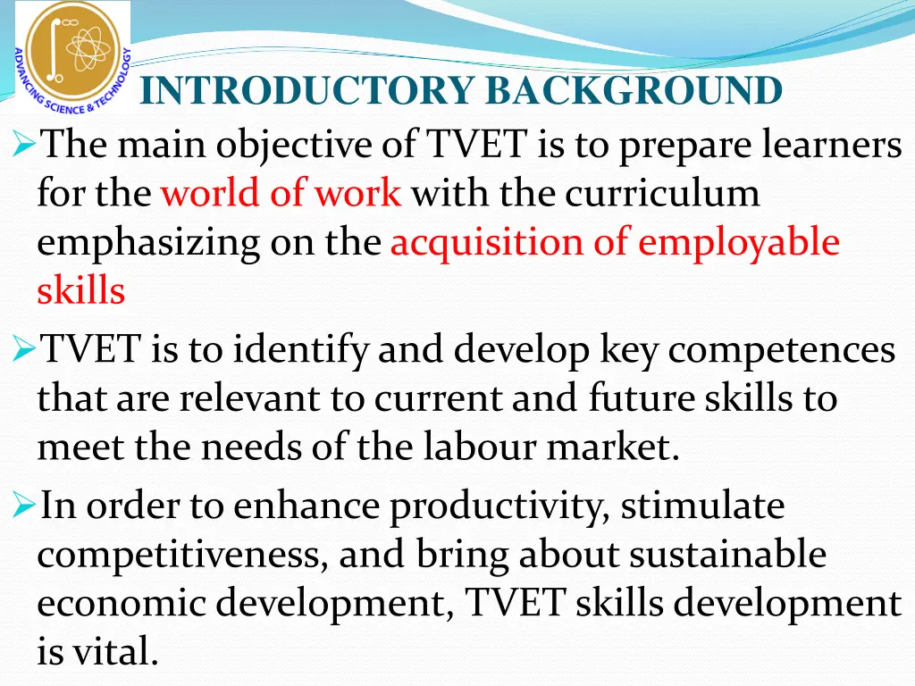 introductory background the main objective