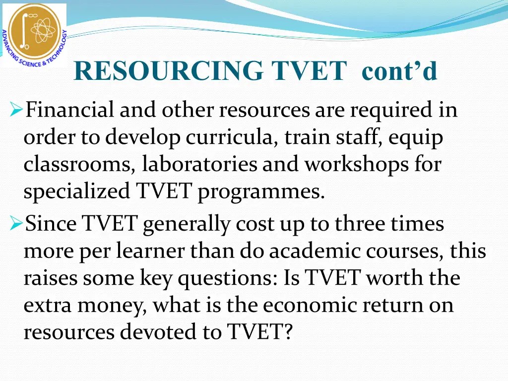 resourcing tvet cont d