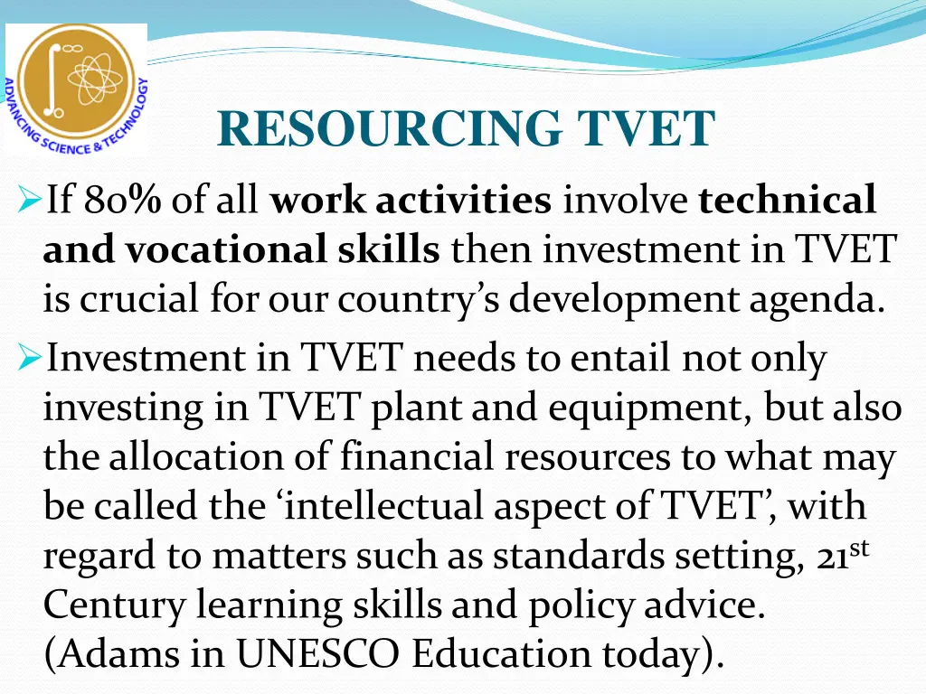 resourcing tvet