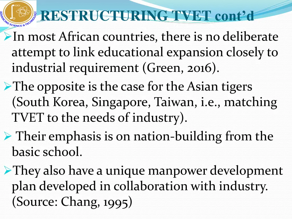 restructuring tvet cont d in most african