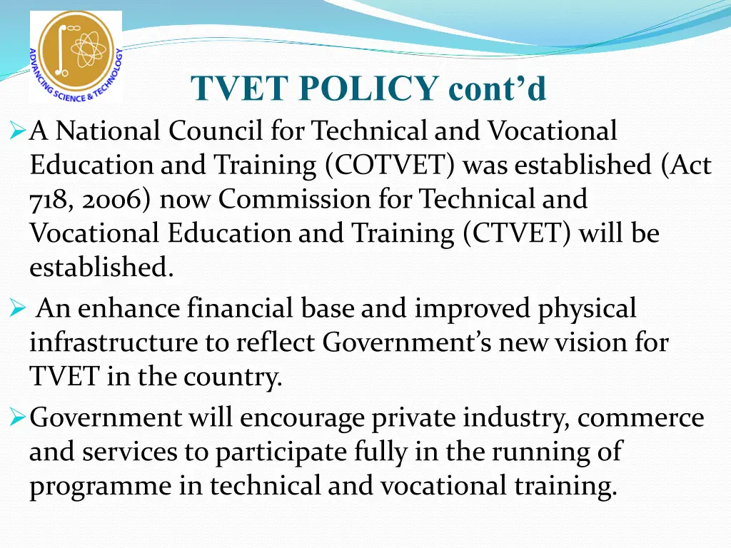 tvet policy cont d