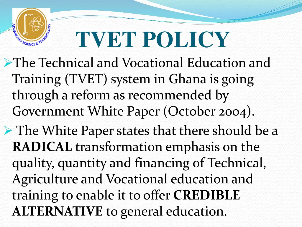 tvet policy the technical and vocational