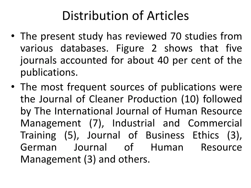 distribution of articles