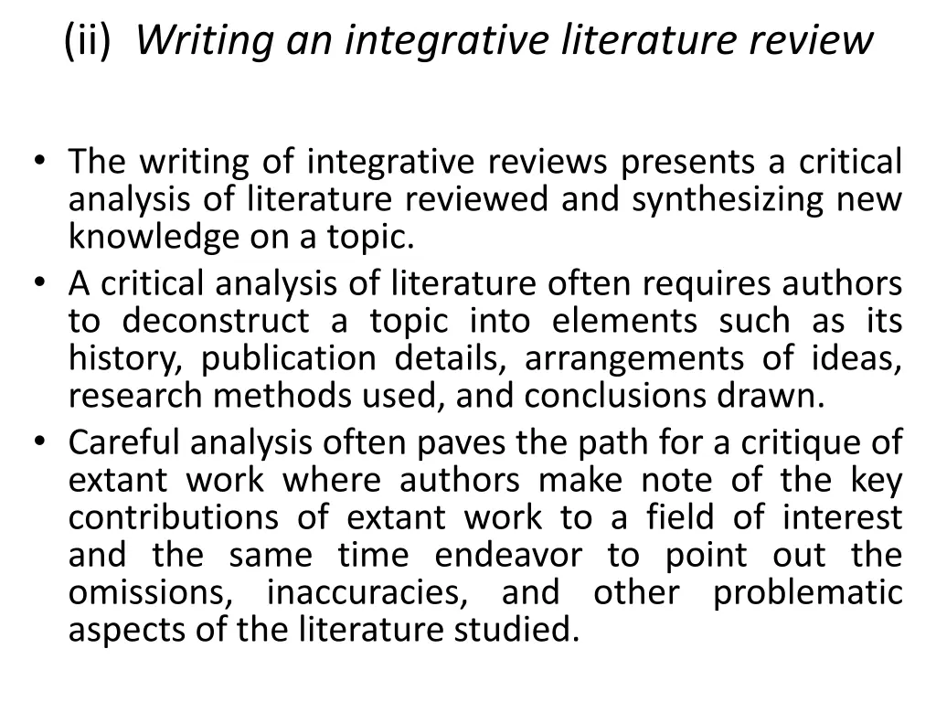 ii writing an integrative literature review