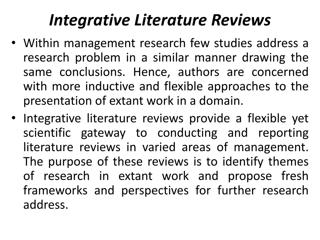 integrative literature reviews within management