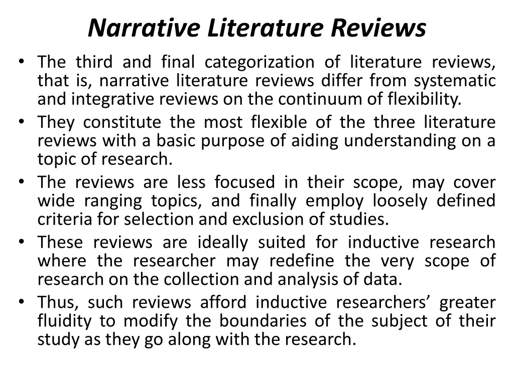 narrative literature reviews the third and final