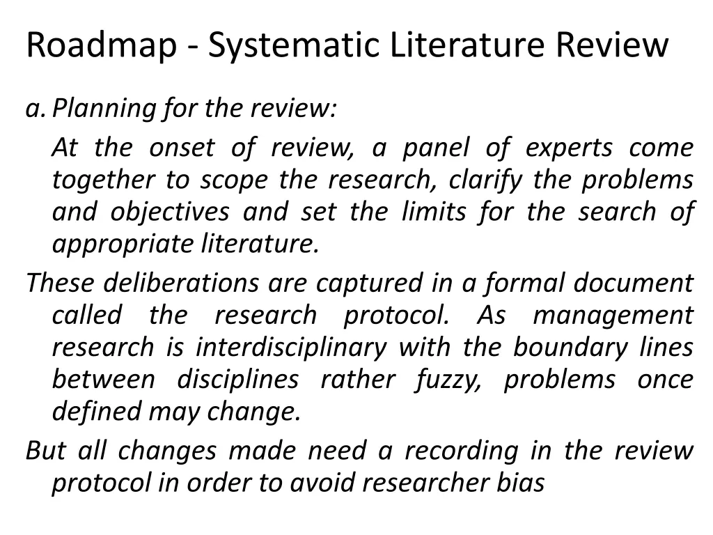 roadmap systematic literature review