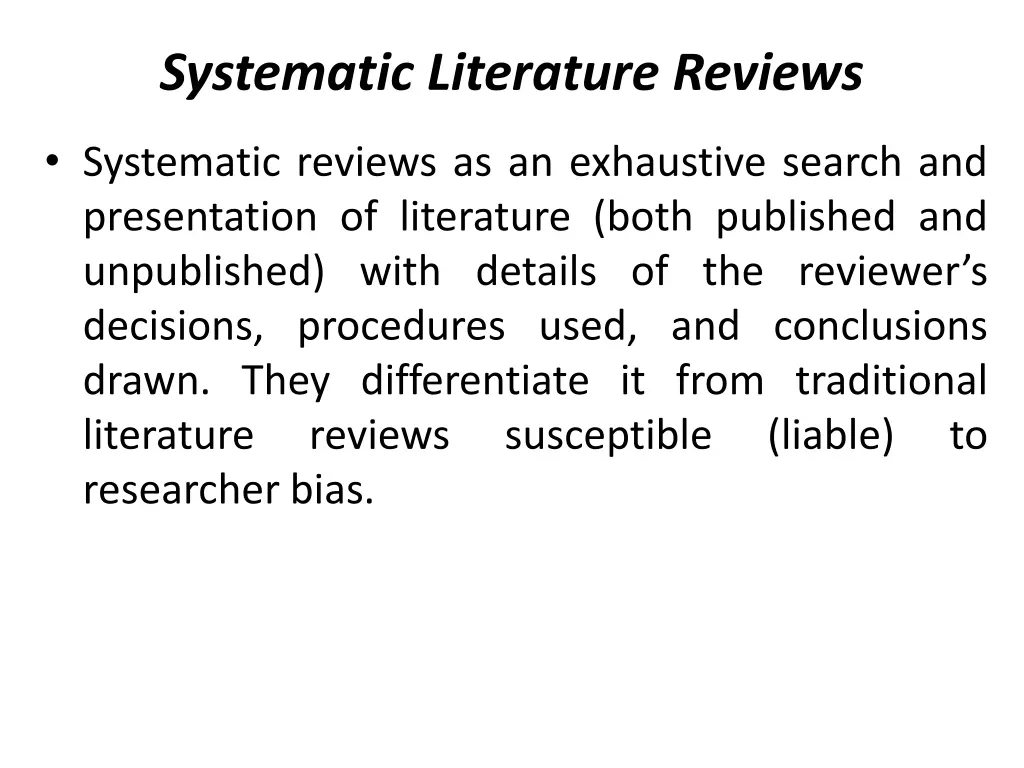 systematic literature reviews