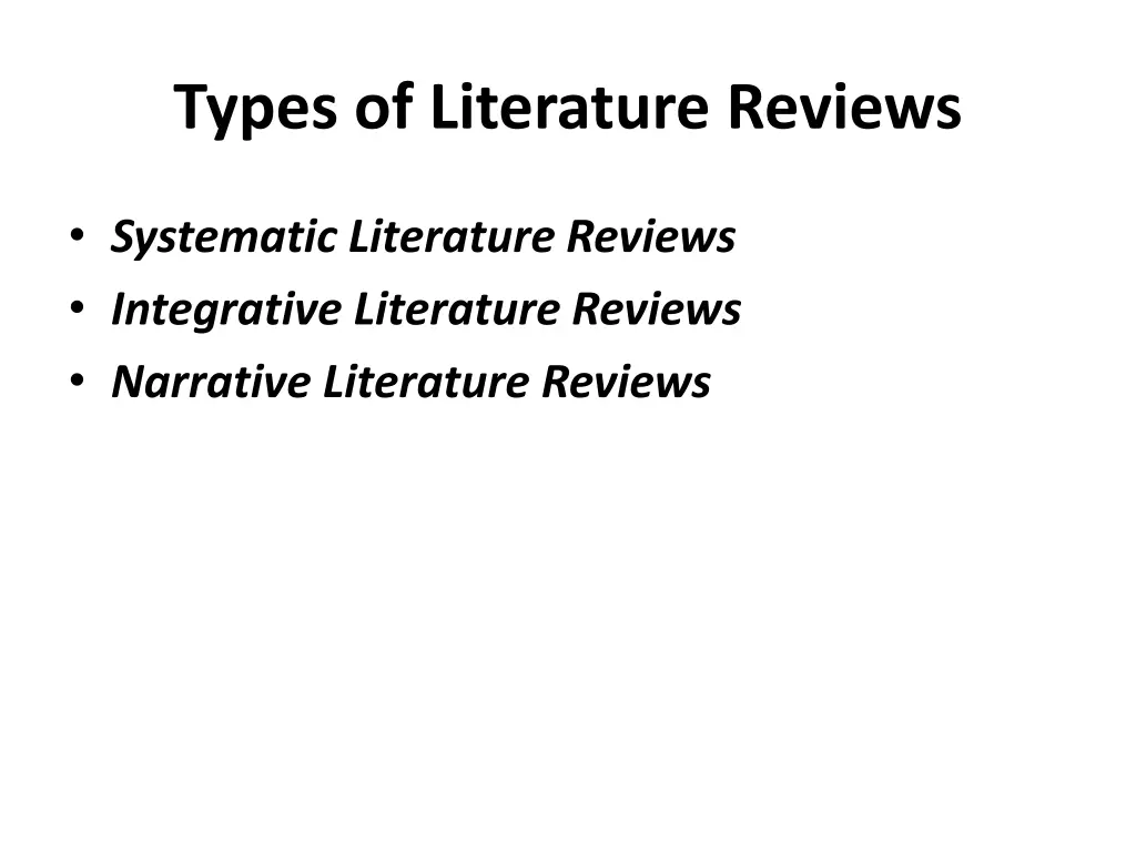 types of literature reviews