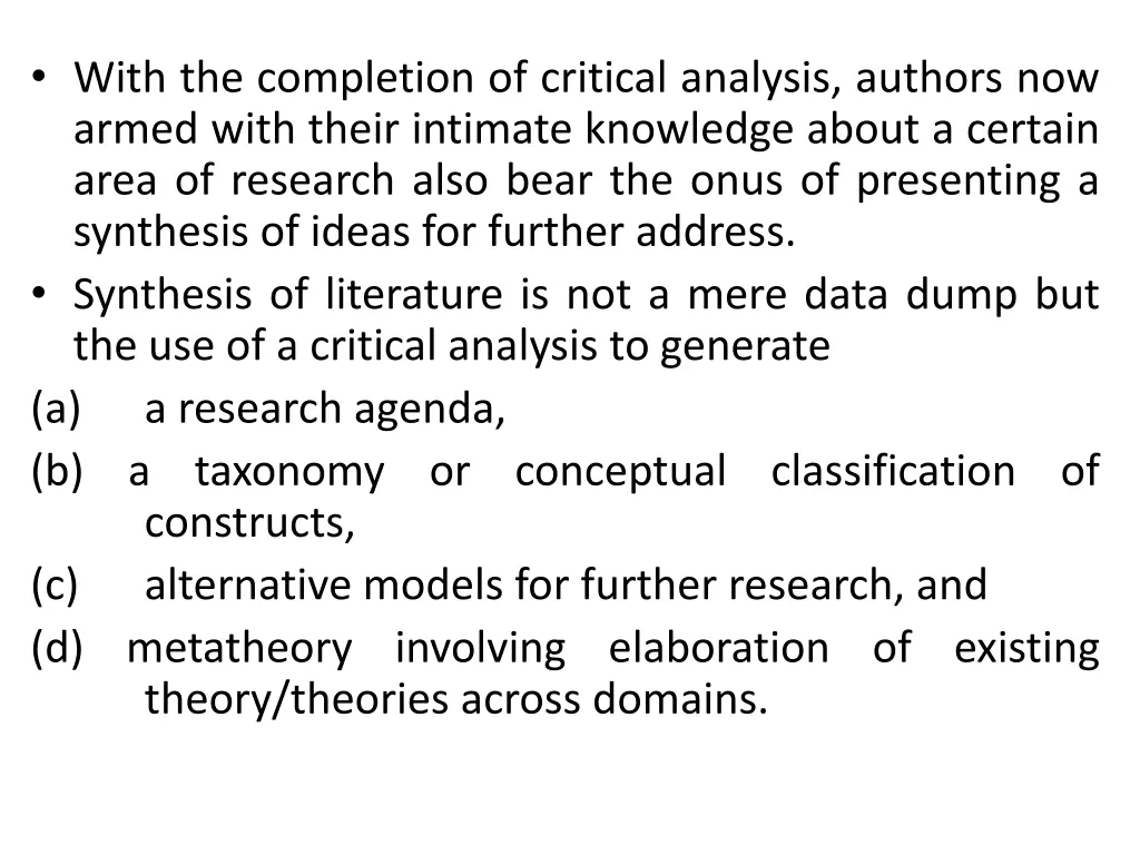 with the completion of critical analysis authors
