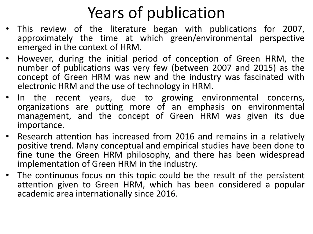 years of publication