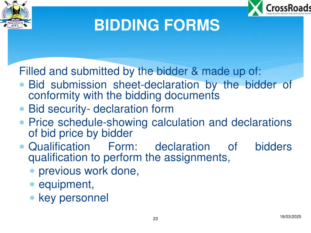 bidding forms